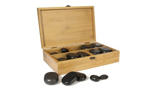 Bazalto akmenys masažui, 36vnt. "LABOR PRO STONE MASSAGE KIT"